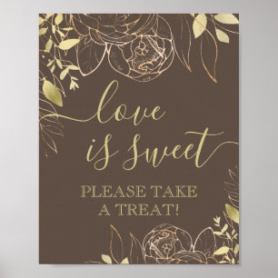 Poster Taupe foncé & Or Moderne Floral Sweet Favoriser Ta