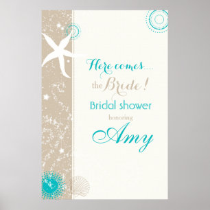 Poster Taupe ivoire aqua Beach Fête de mariage