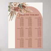 Poster Taupe pampas grass wedding seating chart (Devant)