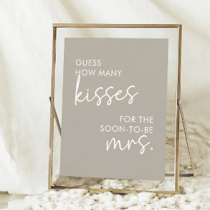 Poster Taupe Script minimaliste Combien de baisers jeu
