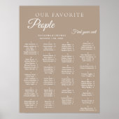 Poster Taupe Wedding Alphabetical Seating Chart (Devant)