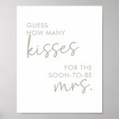 Poster Taupe & White Script minimal Combien de baisers je (Devant)