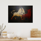 Poster Taurean Bulls Animal Art Abstrait (Cuisine)