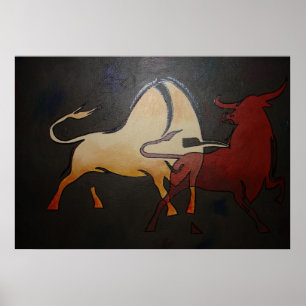 Poster Taurean Bulls Animal Art Abstrait