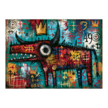 Taureau Couronné Art Animalier Néo-Expressionniste