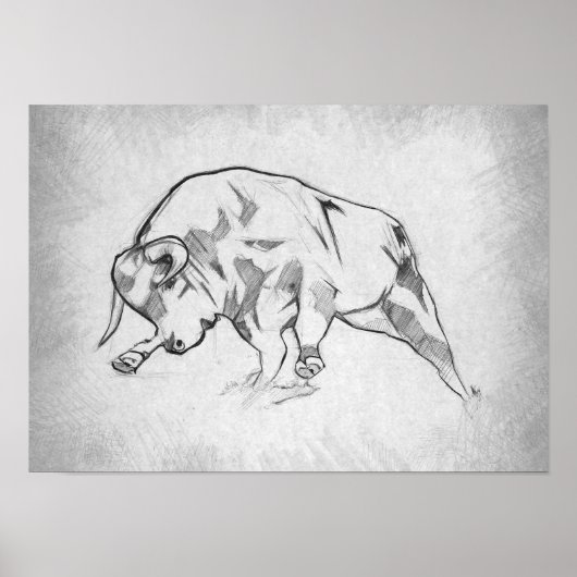 Poster Taureau - Dessin Graphique (Devant)