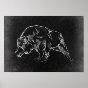 Poster Taureau - Dessin graphique