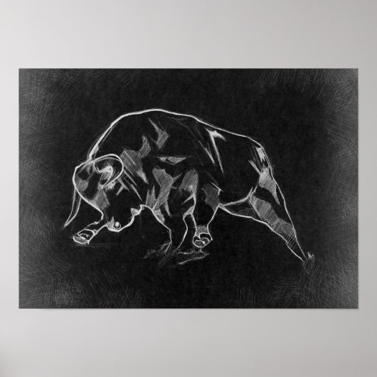 Poster Taureau - Dessin graphique (Devant)