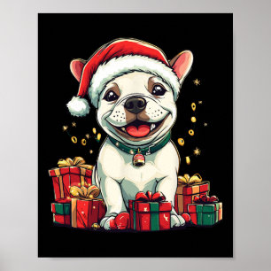 Poster Taureau mou Terrier Santa Hat Funny Noël Noël Noël