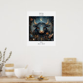 Poster Taureau Zodiaque Astrologie Nom & Anniversaire (Cuisine)