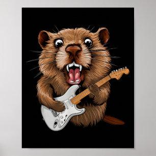 Poster Tauron drôle jouant de la guitare musicien pour le