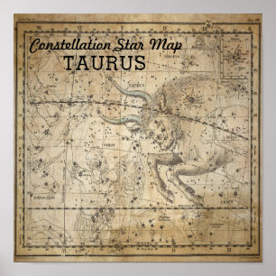 Poster Taurus Bull Constellation Star Carte mai