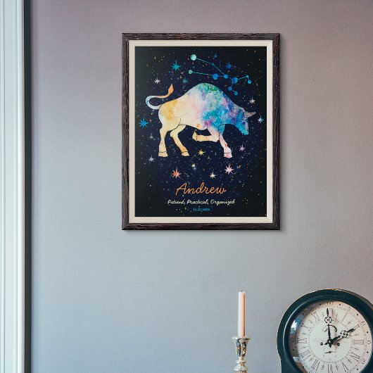 Poster Taurus Constellation Zodiaque Aquarelle Star Galax