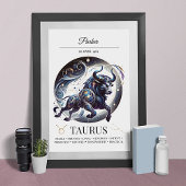 Poster Taurus Personnalisé Elégant Zodiac Aquarelle