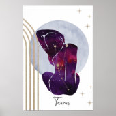 Poster Taurus Purple Gold Féminine Zodiac Design (Devant)