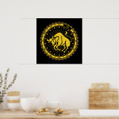 Poster Taurus - Symbole Zodiaque - Horoscope (Cuisine)