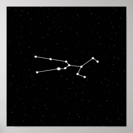 Poster Taurus Zodiac Constellation moderne noir et blanc (Devant)