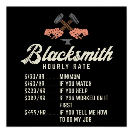 Poster Taux horaire Blacksmith (Devant)