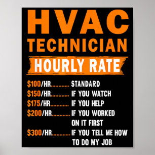 Poster Taux Horaire Technicien CVC Drôle CVC Mécanicien S