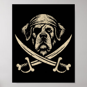 Poster Taux vintage Saint Bernard Crossbones Amoureux des
