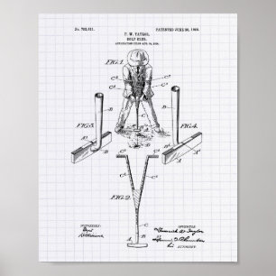 Poster Taylor Golf Club 1905 Patent Art - Lined Peper