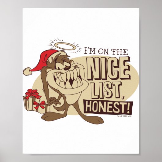 Poster Taz Im On The Nice List (Devant)