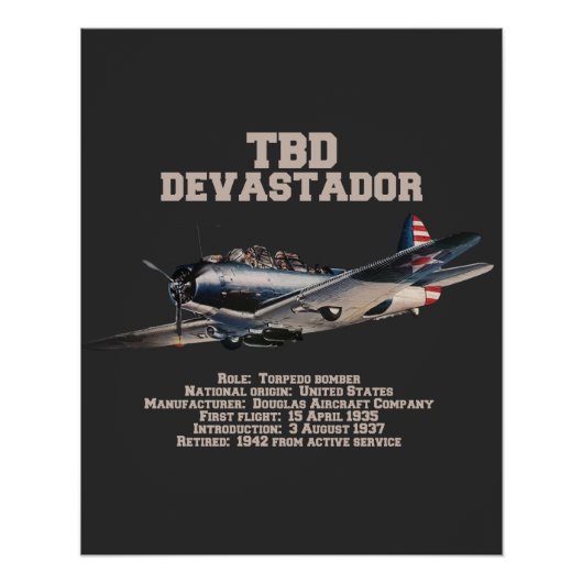 Poster TBD Devastator | WW2 Plane (Devant)