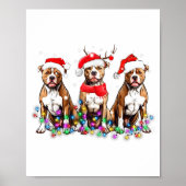 Poster Tbull Dog Christmas Lights Cute Pet Matching Famil (Devant)