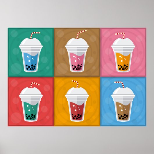 Poster Tea bulle coloré 6 pack (Devant)