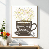 Poster Tea Cup Brown Jaune Gold Inspiration