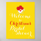 Poster Tea Cup Red Roses Jaune Party Welcome Table Sign (Devant)