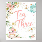 Poster Tea for Three Tea Party Girl 3rd Third Birthday (Devant)