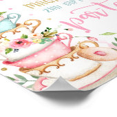 Poster Tea Party Anniversaire Fille Rose & Or Floral Par  (Coin)