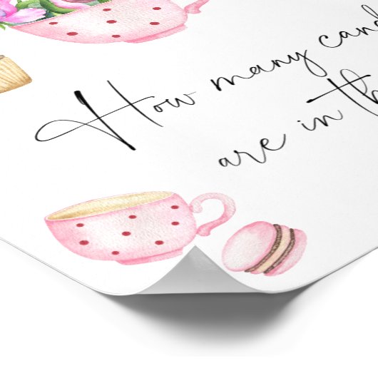 Poster Tea Party baby shower Devinez combien de bonbons (Coin)