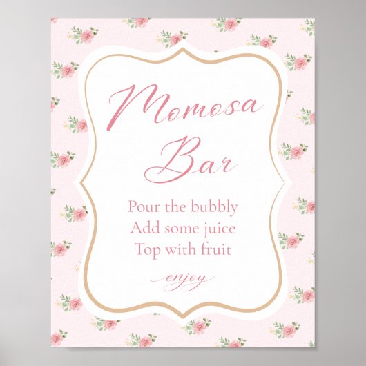 Poster Tea Party Baby shower Momosa Bar (Devant)