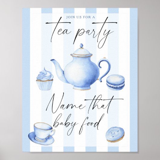 Poster Tea party baby shower - nom de l'aliment pour bébé (Devant)