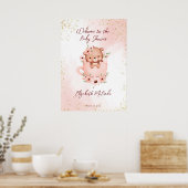 Poster Tea party baby shower rose en peluche dans une tas (Cuisine)