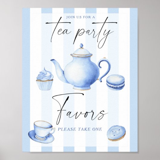Poster Tea Party Boy Baby shower Faveurs (Devant)