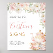 Poster Tea Party Bridal Shower Custom Sign -  8x10 (Devant)
