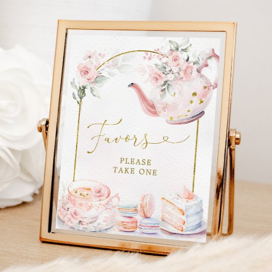 Poster Tea Party de Fête des mariées Florale Rose Gold Fa