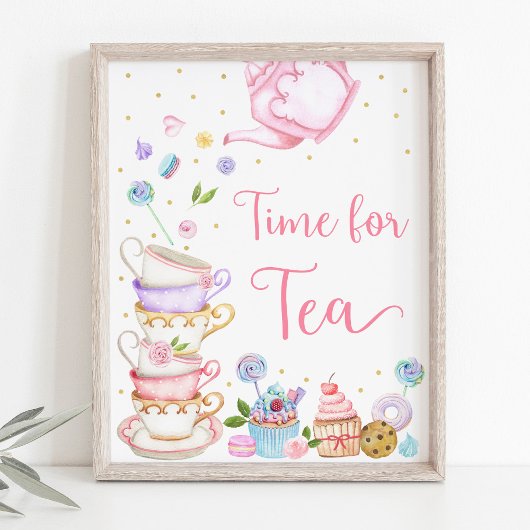 Poster Tea Party Pink pour l'anniversaire du thé