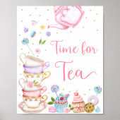 Poster Tea Party Pink pour l'anniversaire du thé (Devant)