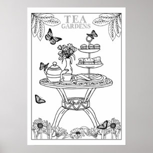 Poster Tea Party Teatime anglais Jardin do-it-yourself Co