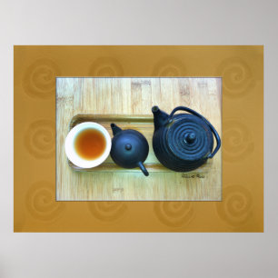 Poster Tea Setting Still Life Photograph Overhead View