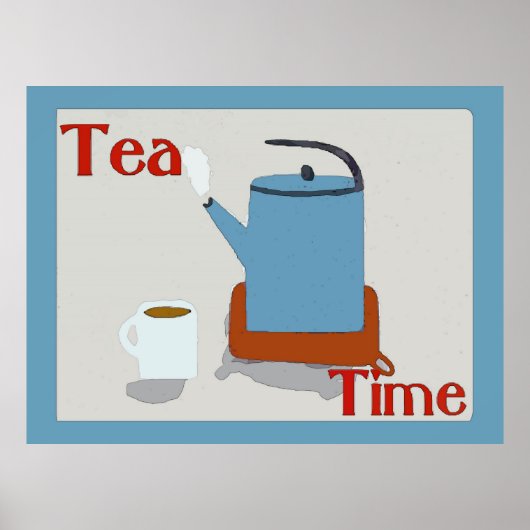 Poster Tea Time Blue Pot (Devant)
