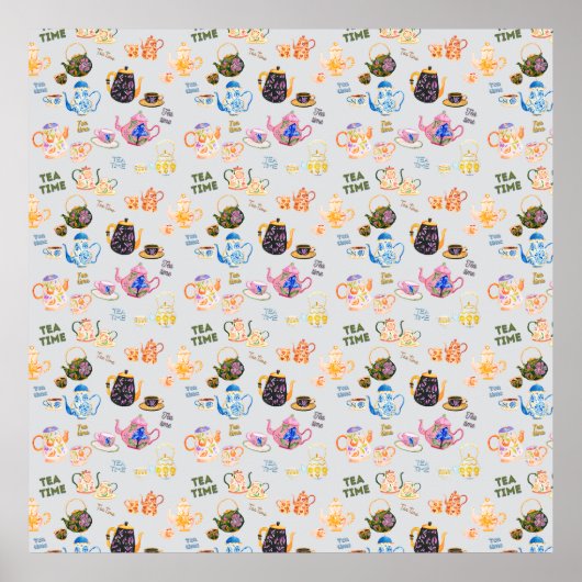 Poster tea time pattern (Devant)