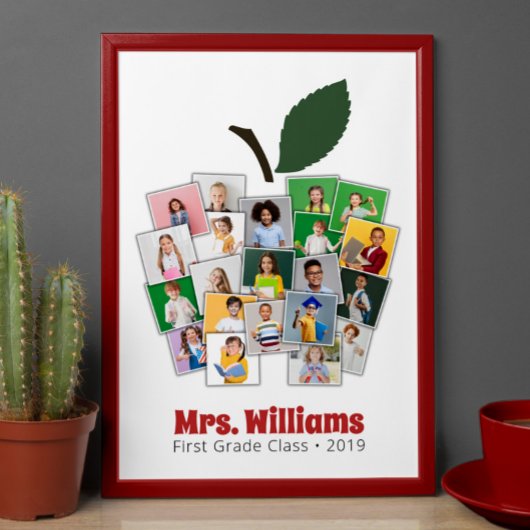 Poster Teacher Apple Collage Cadeau de l'enseignant 21 Ph