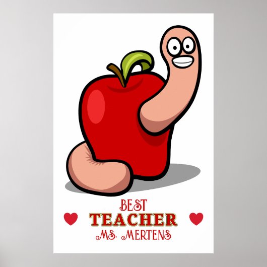 Poster Teacher Appréciation Worm in Apple Ajouter un nom (Devant)