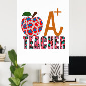 Poster Teacher Art Apple A Plus Teacher (Bureau à domicile)