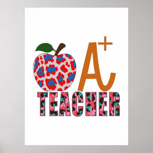Poster Teacher Art Apple A Plus Teacher (Devant)